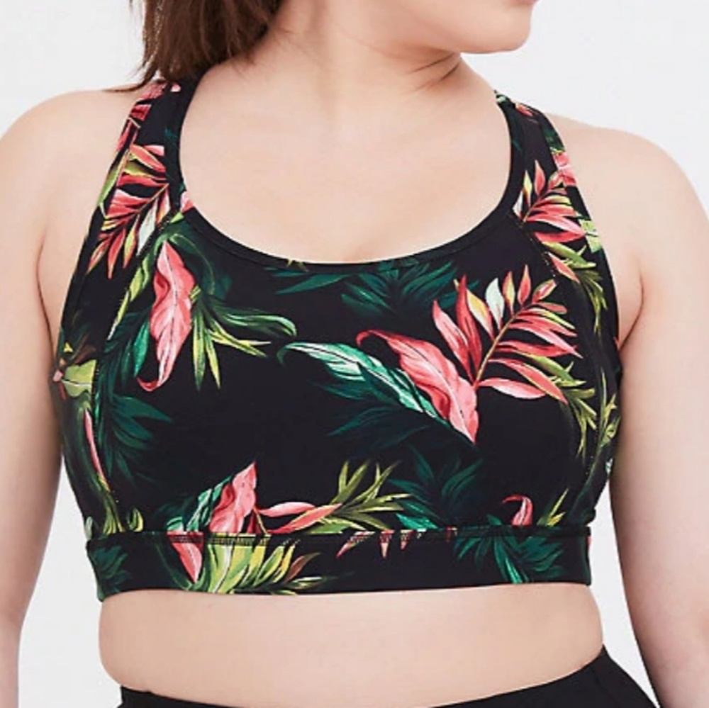 BLACK & GREEN TROPICAL SPORTS BRA